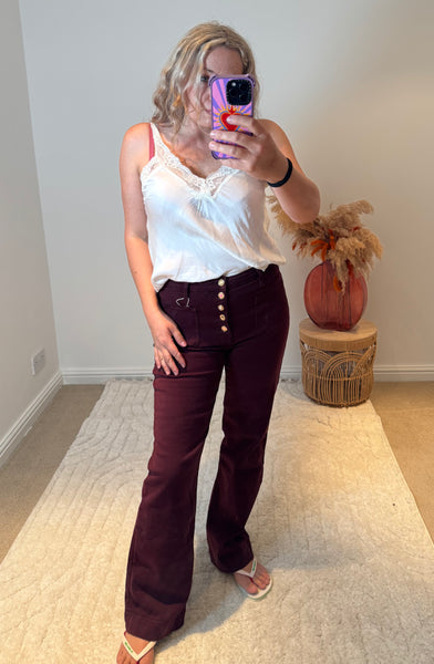 Folyrose Retro Wide Leg Jeans | Bordeaux