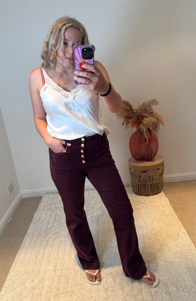 Folyrose Retro Wide Leg Jeans | Bordeaux