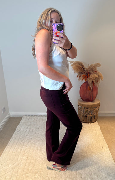 Folyrose Retro Wide Leg Jeans | Bordeaux