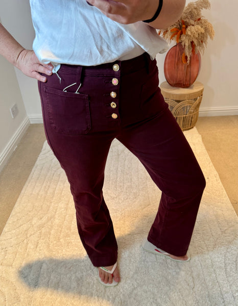 Folyrose Retro Wide Leg Jeans | Bordeaux
