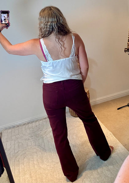 Folyrose Retro Wide Leg Jeans | Bordeaux