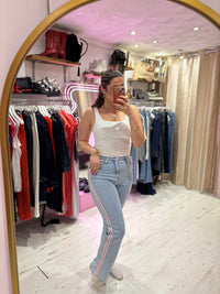 Redial Stripe Stretch Jeans | Pink Stripe