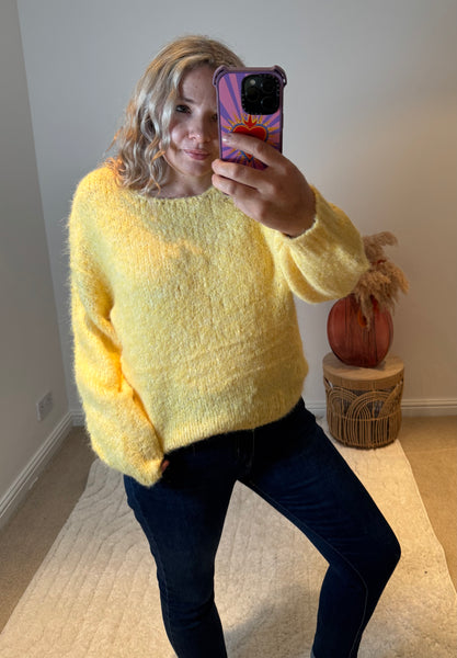 Rainbow Love Back Printed Jumper | Yellow