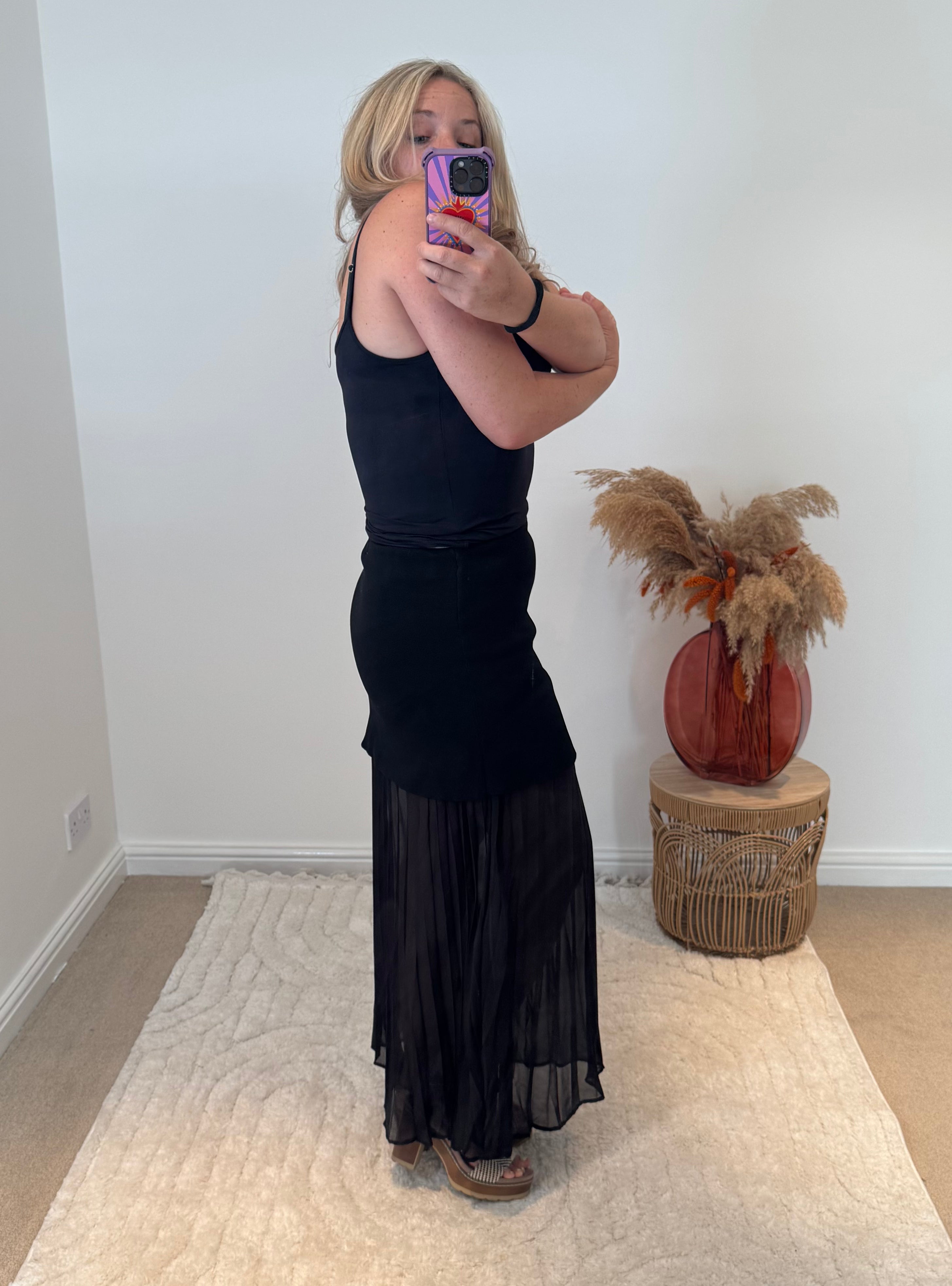 Lola Bandage and Chiffon Pleated Skirt | Black