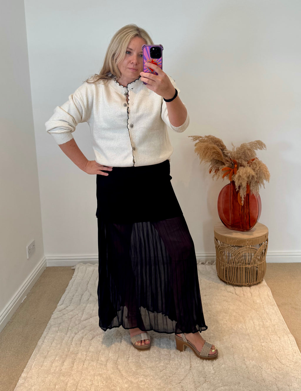 Lola Bandage and Chiffon Pleated Skirt | Black