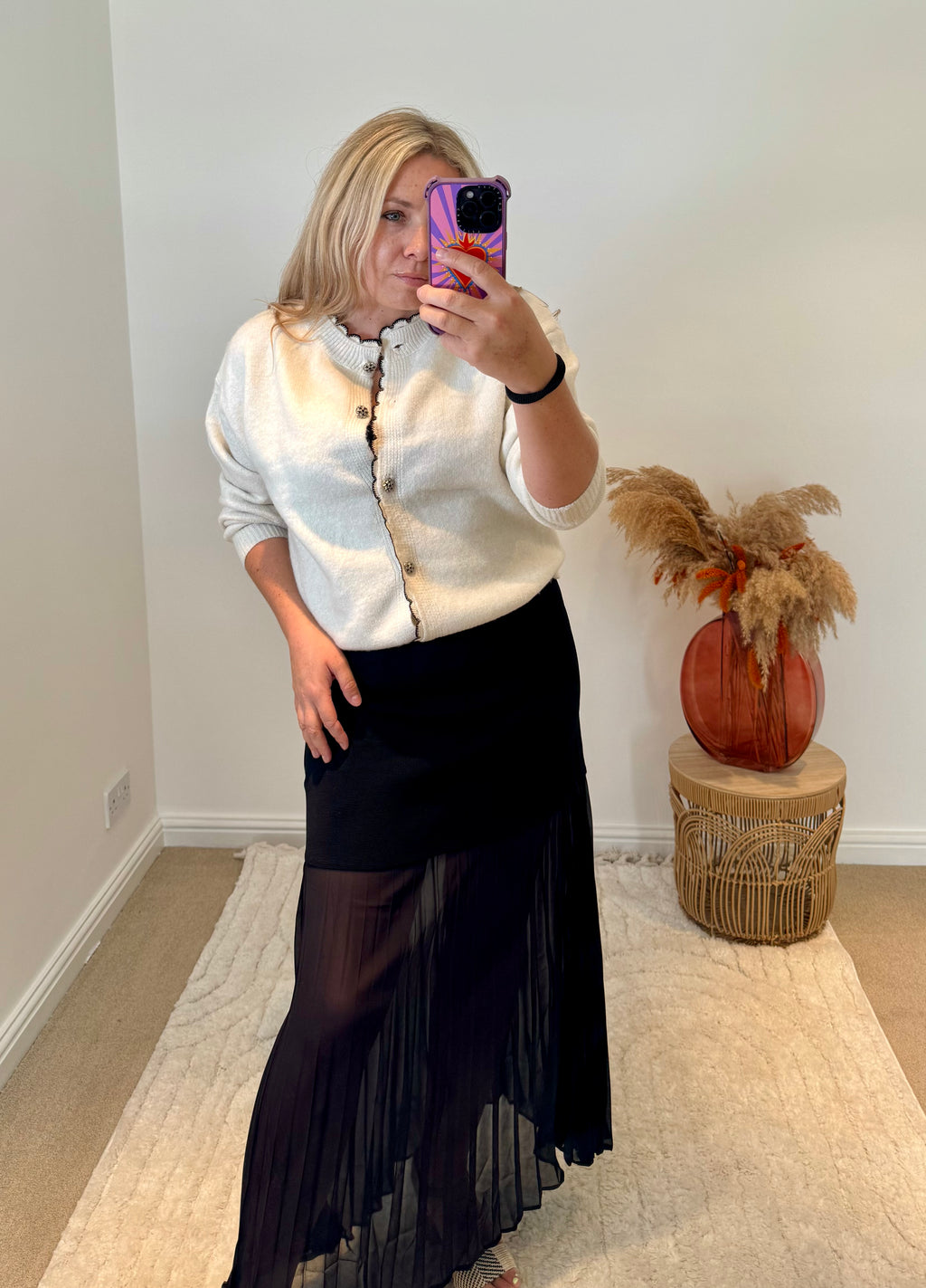 Lola Bandage and Chiffon Pleated Skirt | Black