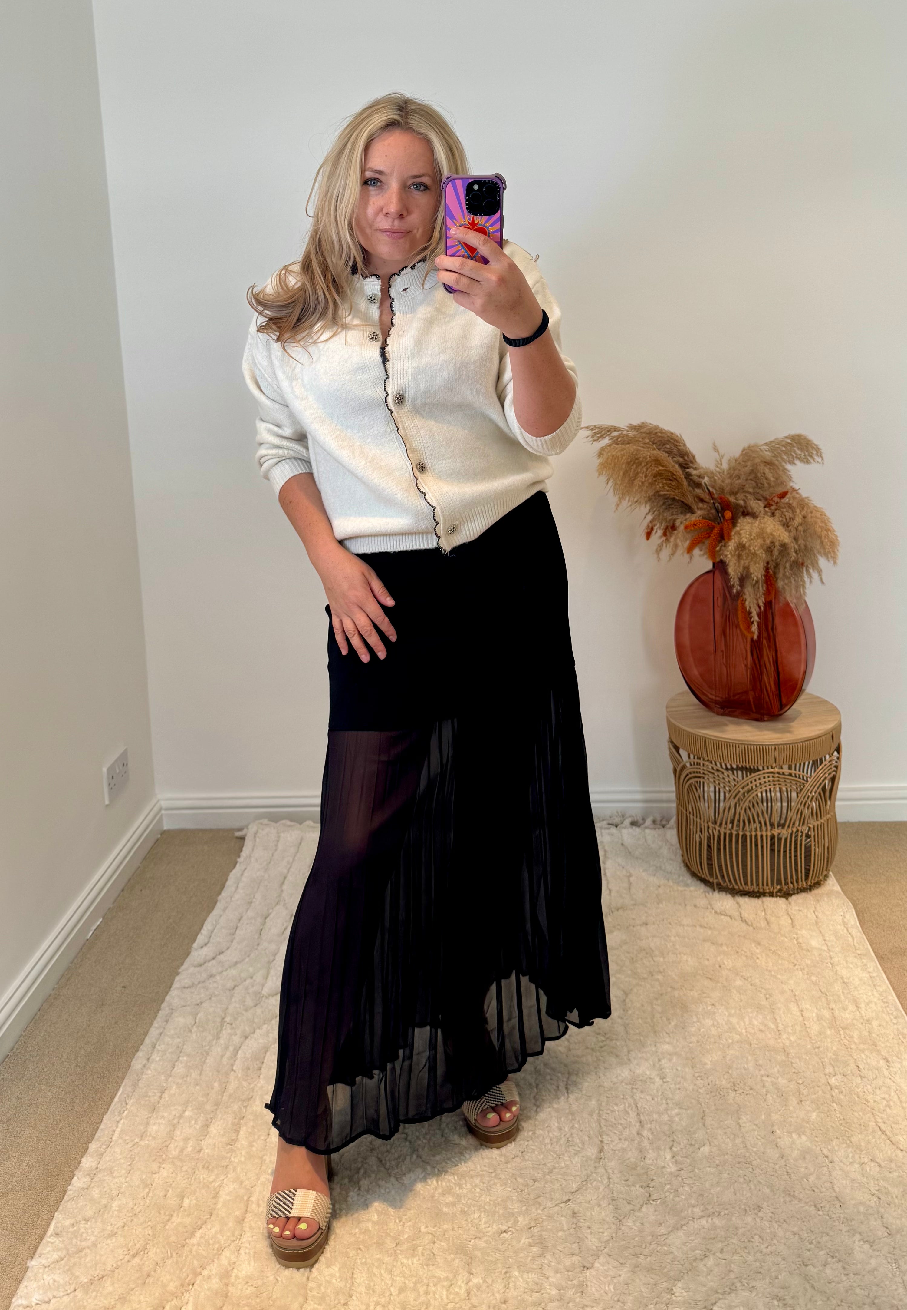 Lola Bandage and Chiffon Pleated Skirt | Black