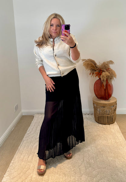 Lola Bandage and Chiffon Pleated Skirt | Black