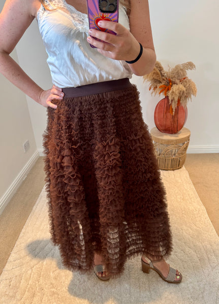 Fluffy Layered Tulle Skirt | Chocolate Brown