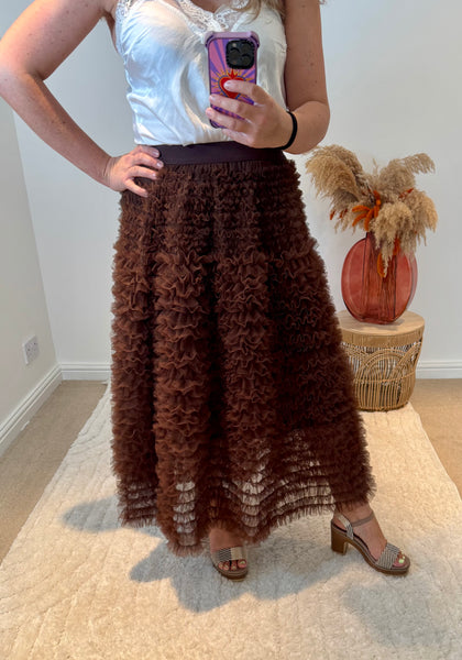Fluffy Layered Tulle Skirt | Chocolate Brown
