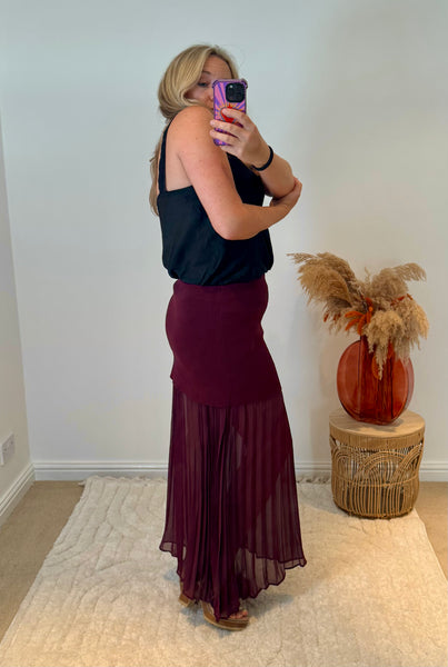 Lola Bandage and Chiffon Pleated Skirt | Purple Berry