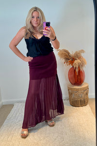 Lola Bandage and Chiffon Pleated Skirt | Purple Berry