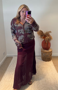 Sequin Detail Camo Design Cardigan | Purple Multi