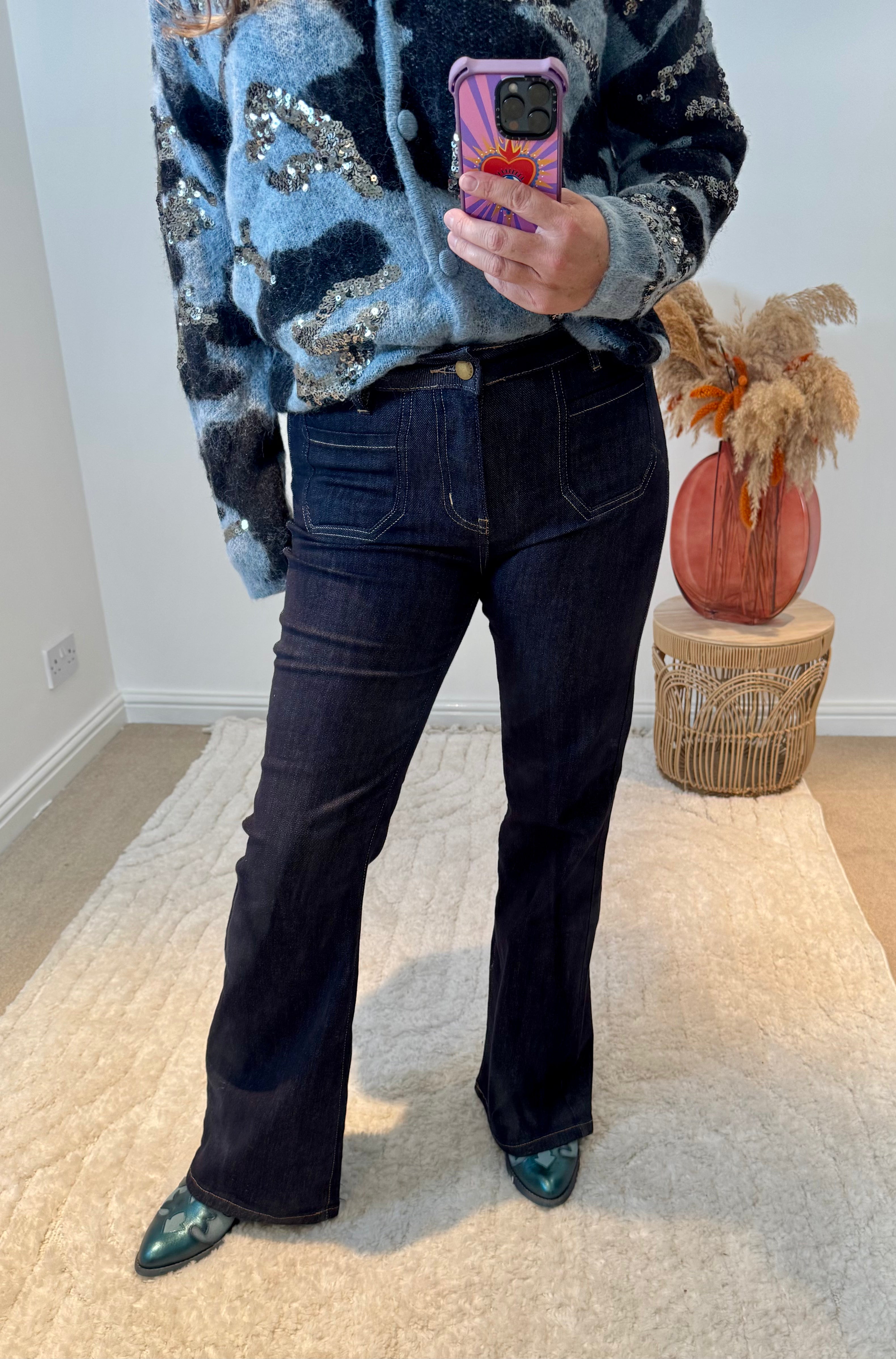 Toxik3 Olian Bootcut Retro Jeans | Raw Blue