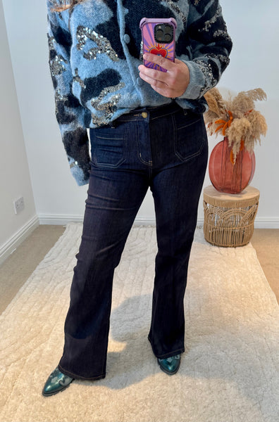 Toxik3 Olian Bootcut Retro Jeans | Raw Blue