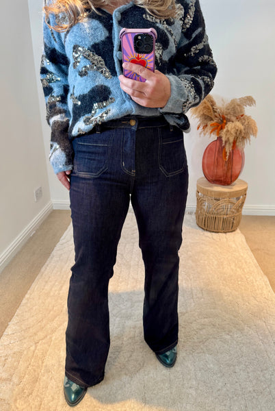 Toxik3 Olian Bootcut Retro Jeans | Raw Blue