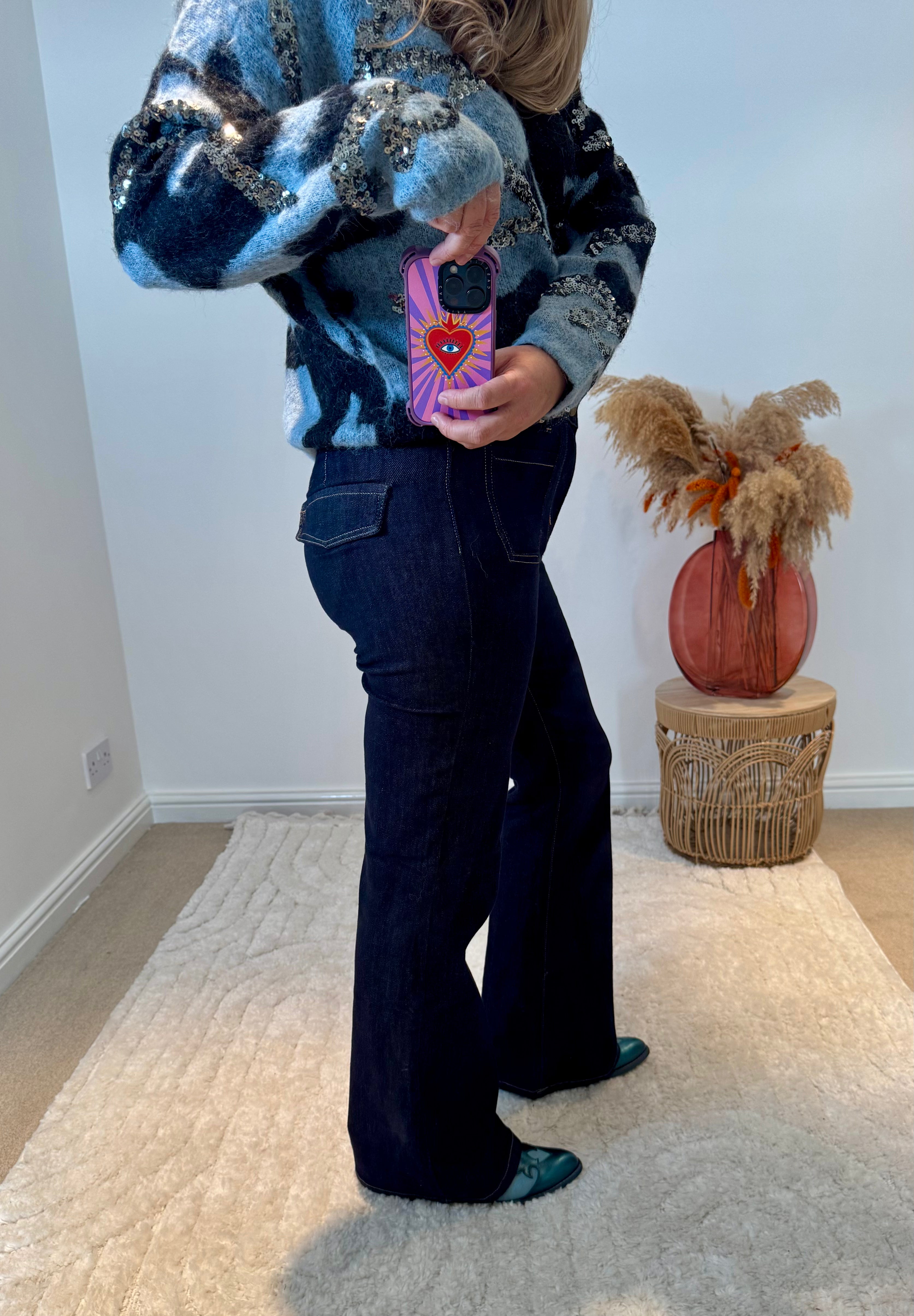 Toxik3 Olian Bootcut Retro Jeans | Raw Blue