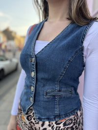 Redial Denim Waistcoat | Blue