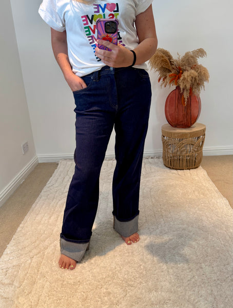 Toxik3 Vintage Turn Up Straight Leg Jeans | Raw Denim