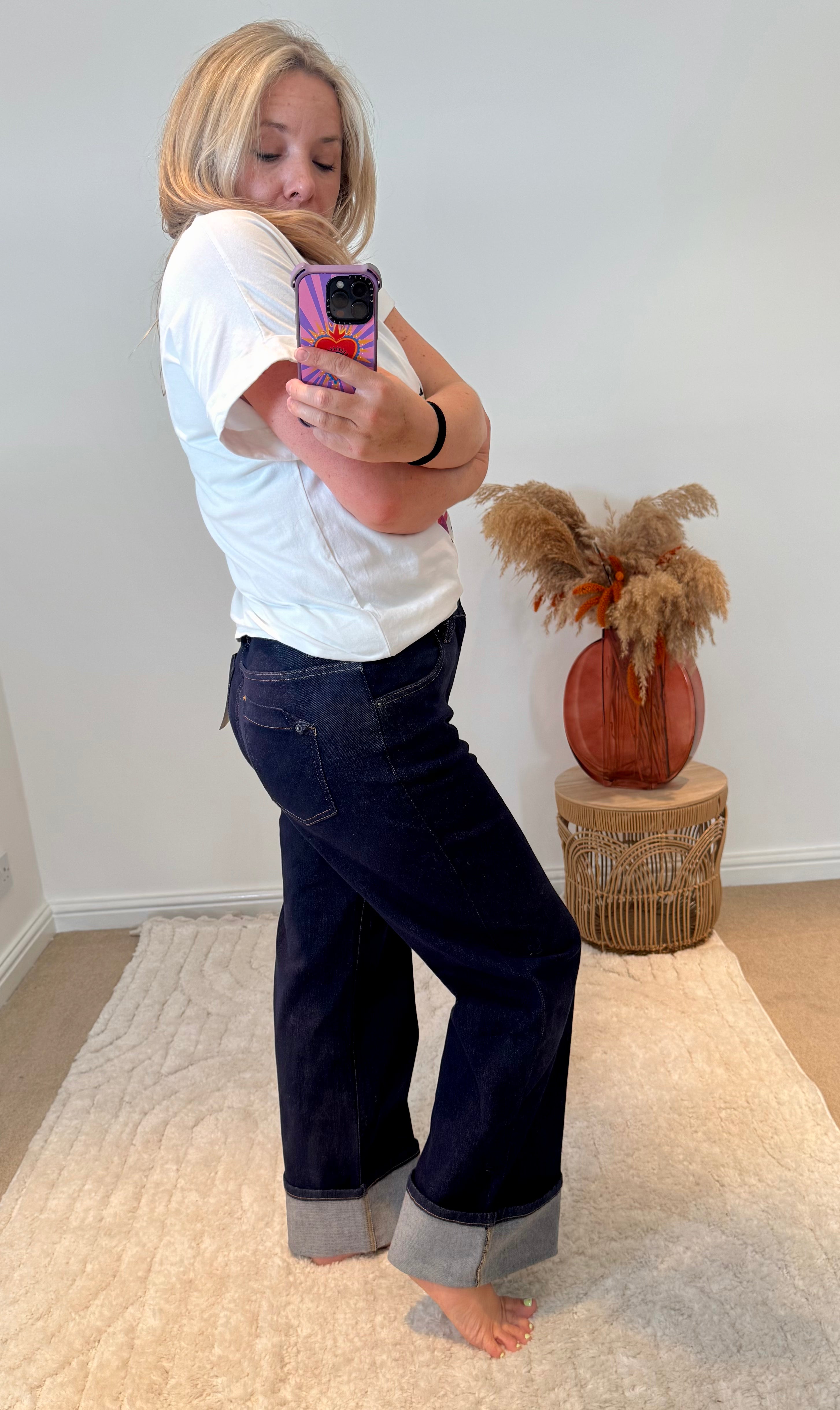 Toxik3 Vintage Turn Up Straight Leg Jeans | Raw Denim