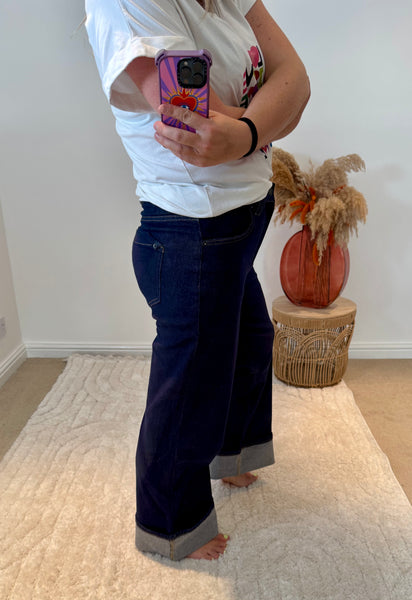 Toxik3 Vintage Turn Up Straight Leg Jeans | Raw Denim