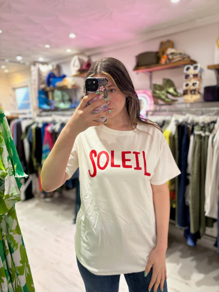 Soleil Retro Graphic Print Tee | White