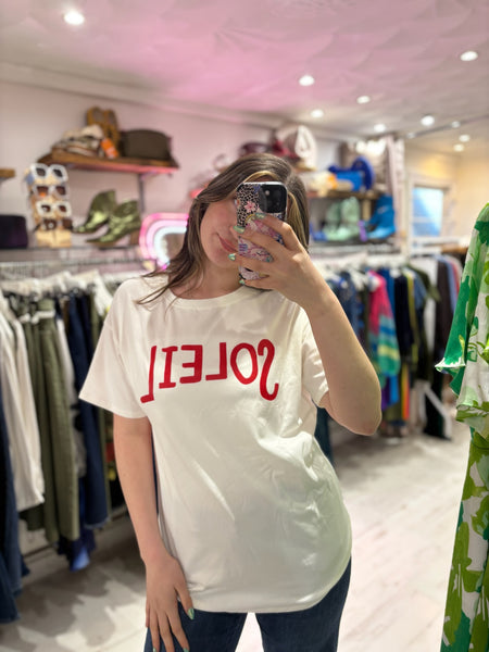 Soleil Retro Graphic Print Tee | White
