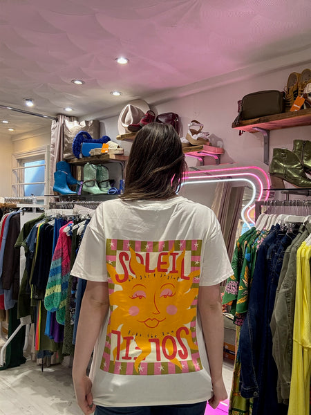 Soleil Retro Graphic Print Tee | White