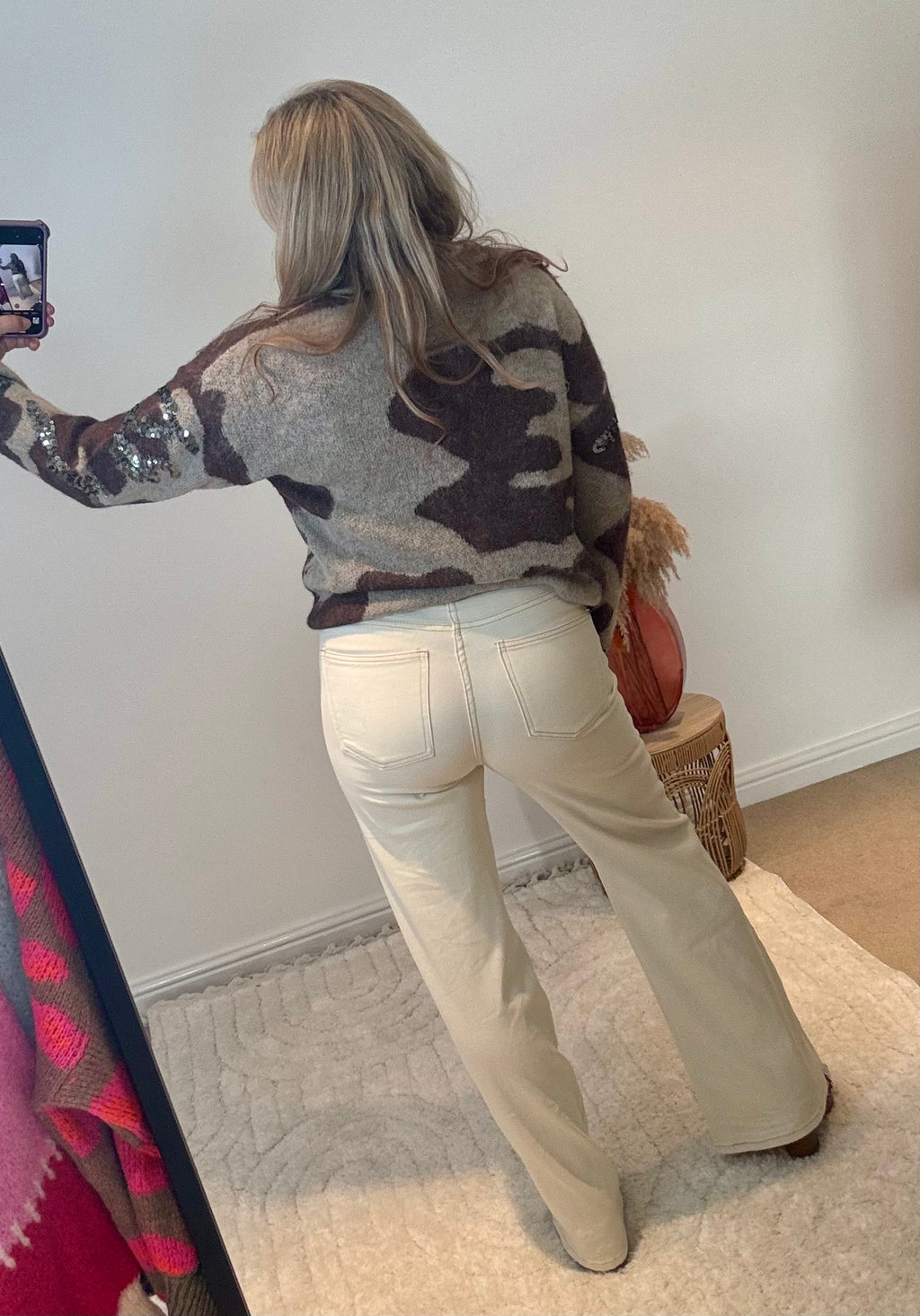 Tie Waist Wide Leg Jeans | Cream