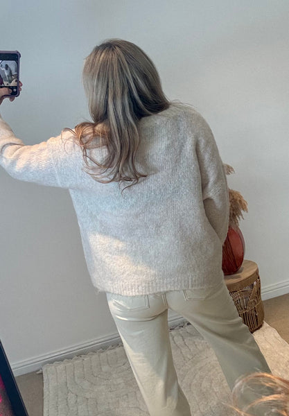 Sequin Feather Detail Jumper | Cream