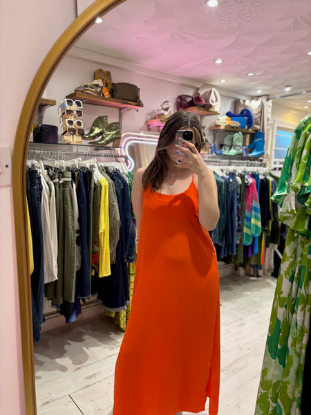 Camille Spaghetti Strap Maxi Dress | Orange