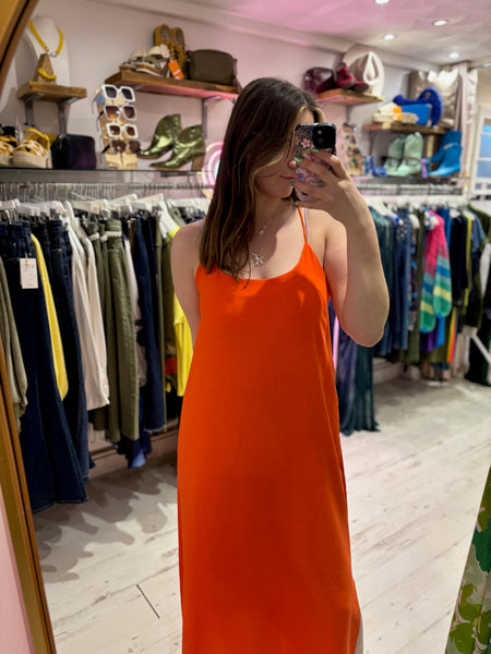 Camille Spaghetti Strap Maxi Dress | Orange