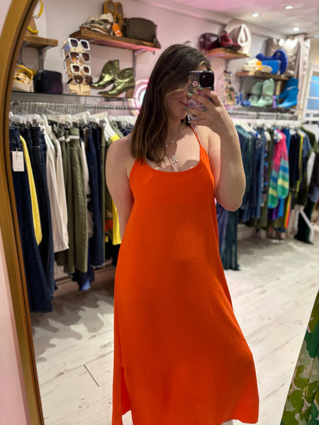 Camille Spaghetti Strap Maxi Dress | Orange