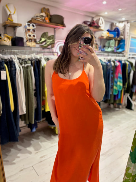 Camille Spaghetti Strap Maxi Dress | Orange