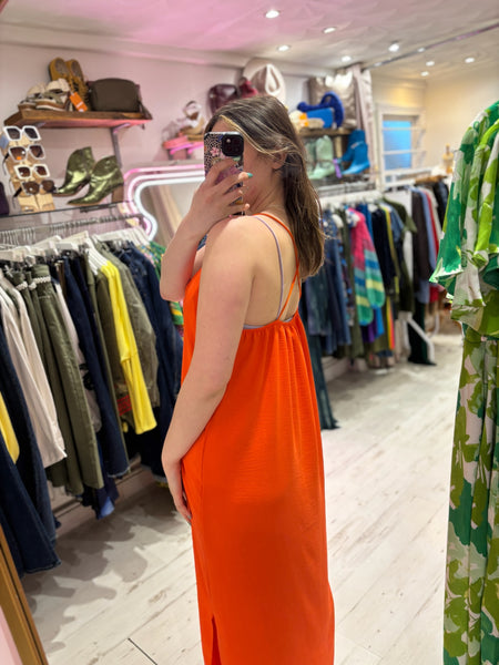 Camille Spaghetti Strap Maxi Dress | Orange