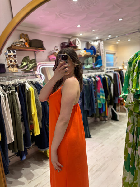 Camille Spaghetti Strap Maxi Dress | Orange