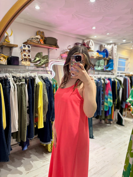 Camille Spaghetti Strap Maxi Dress | Coral
