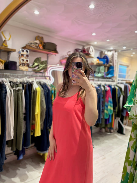 Camille Spaghetti Strap Maxi Dress | Coral