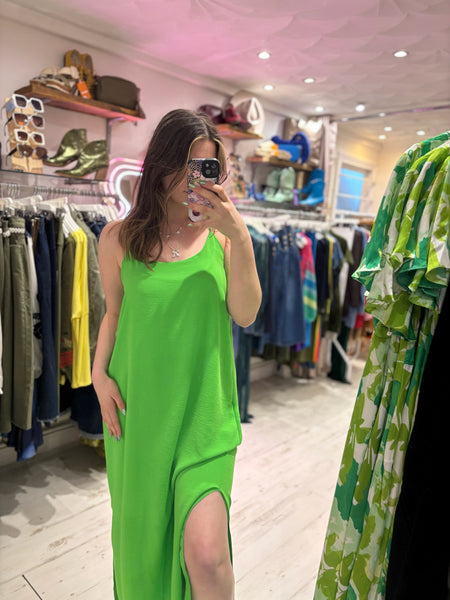 Camille Spaghetti Strap Maxi Dress | Bright Green