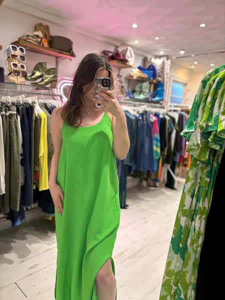 Camille Spaghetti Strap Maxi Dress | Bright Green