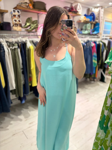 Camille Spaghetti Strap Maxi Dress | Aqua
