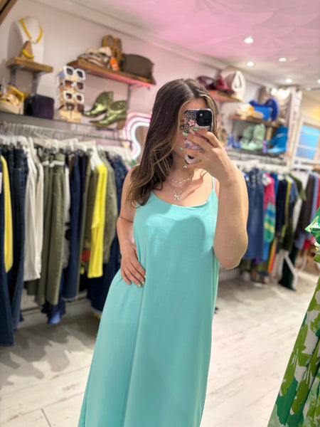 Camille Spaghetti Strap Maxi Dress | Aqua