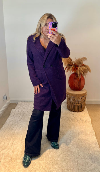 Lightweight Boucle Coat | Purple