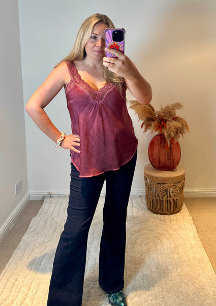 Layla Lace Silky Camisole | Wine