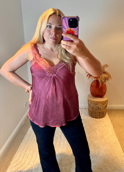 Layla Lace Silky Camisole | Wine