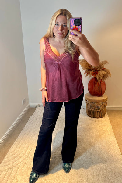 Layla Lace Silky Camisole | Wine