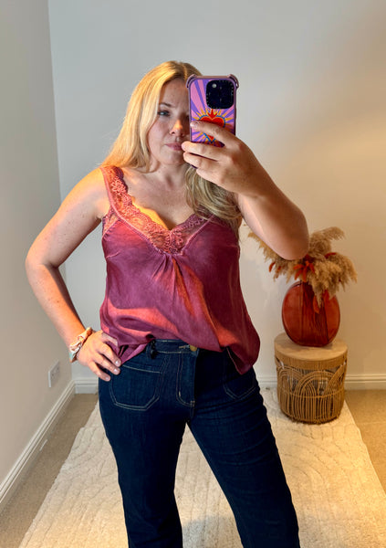 Layla Lace Silky Camisole | Wine