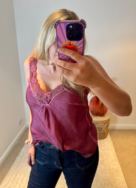 Layla Lace Silky Camisole | Wine