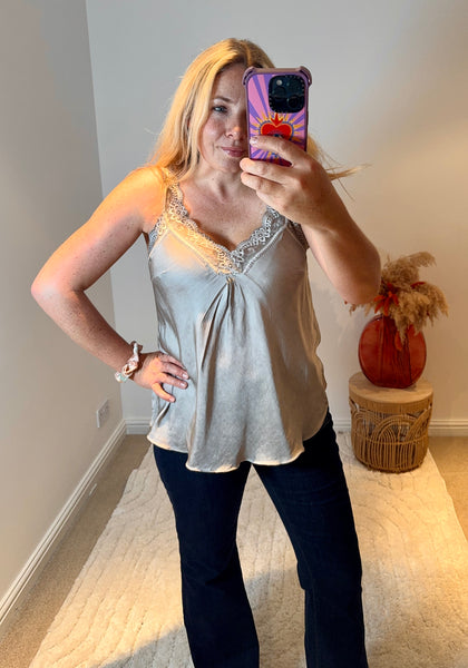 Layla Lace Silky Camisole | Taupe