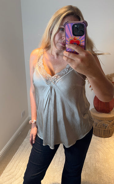 Layla Lace Silky Camisole | Taupe